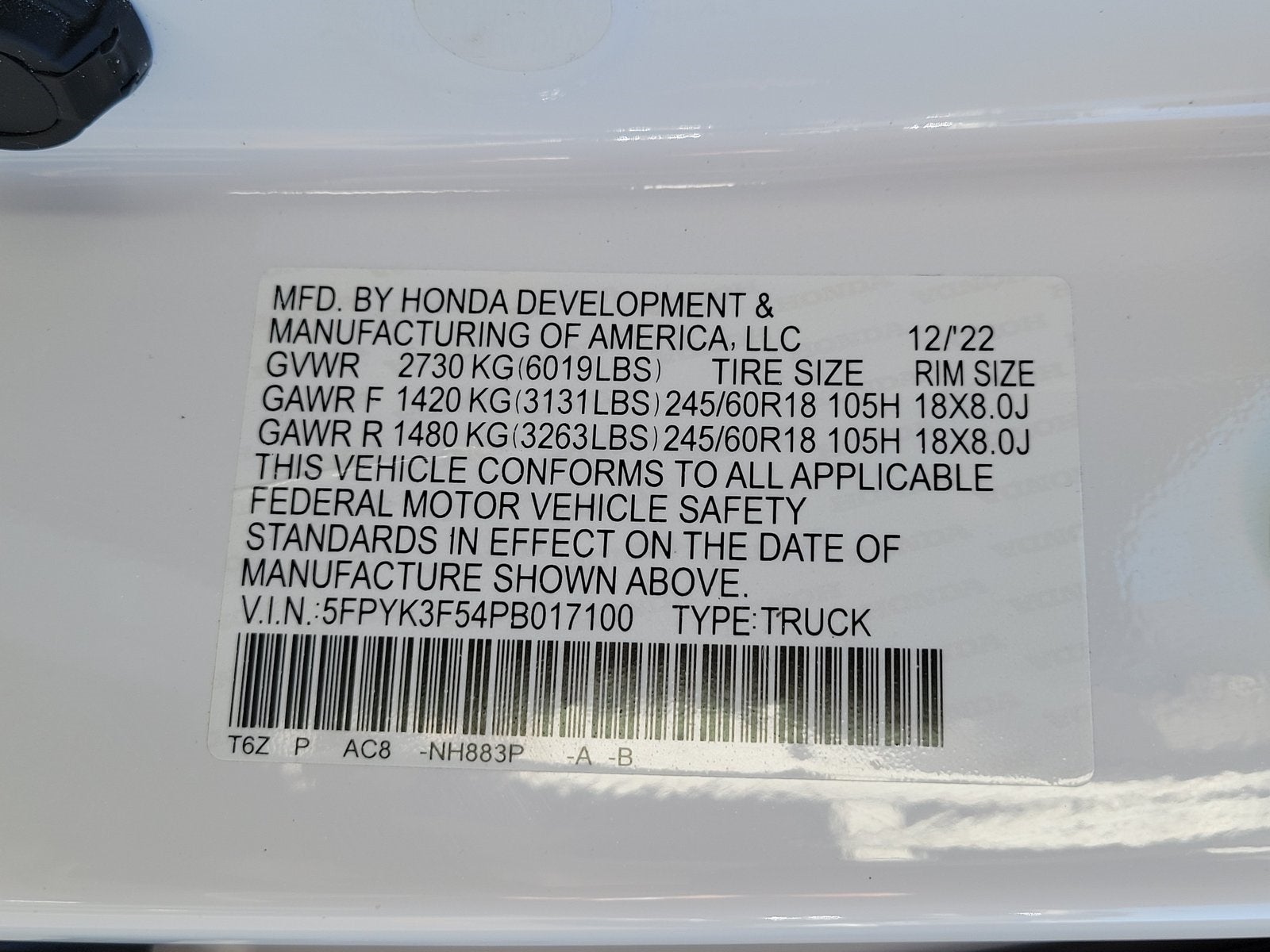 2023 Honda Ridgeline RTL