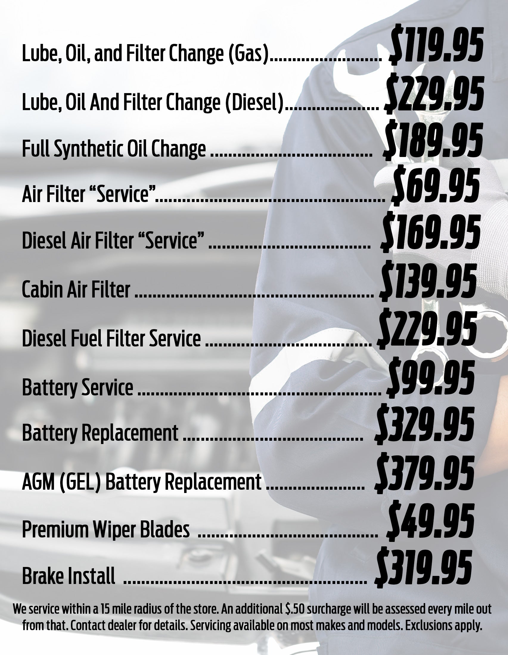 Ford Mobile Service - Pricing